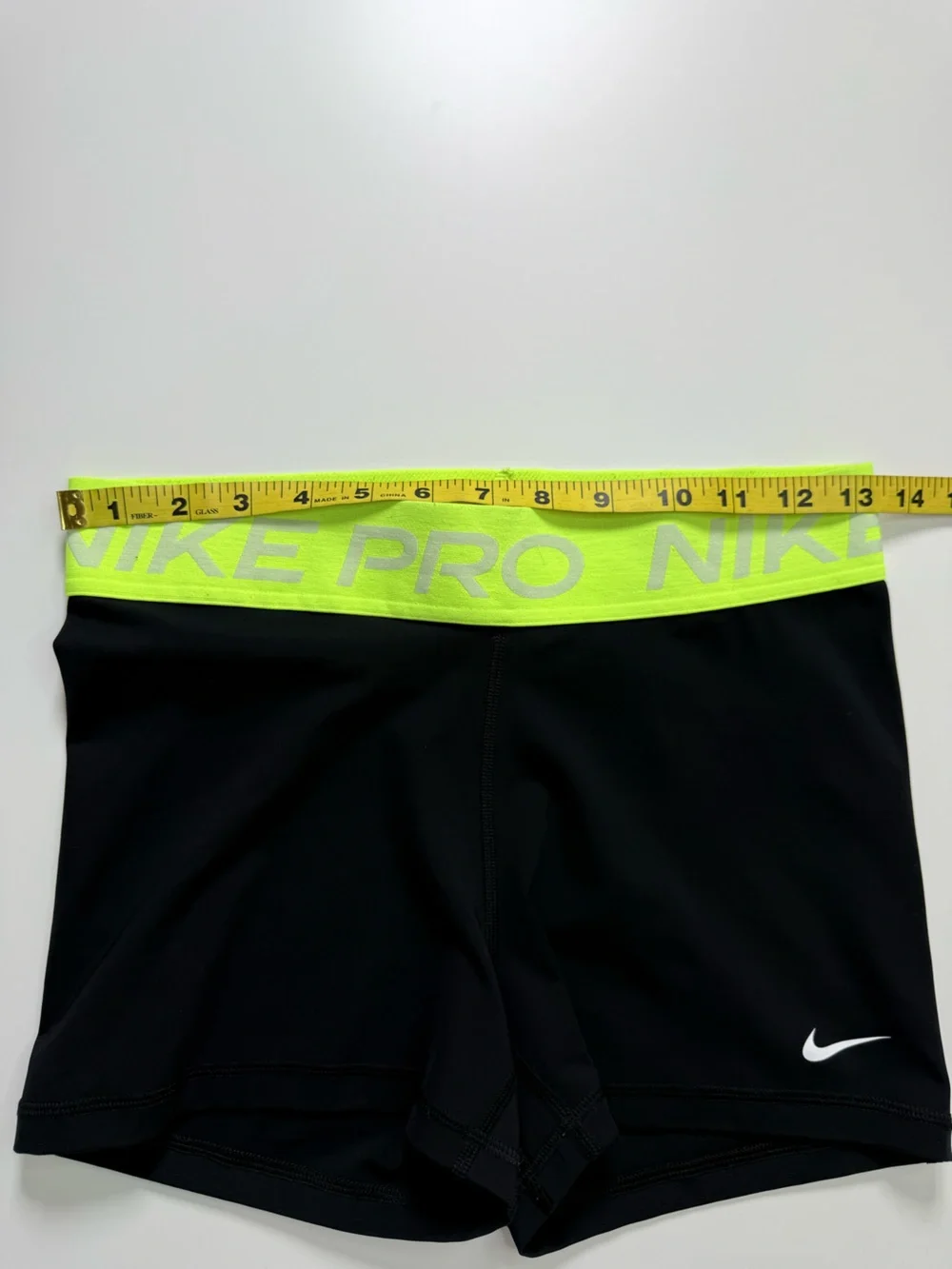 Nike Pro Dri-FIT Compression Shorts Black Volt Green Waistband Women's Medium